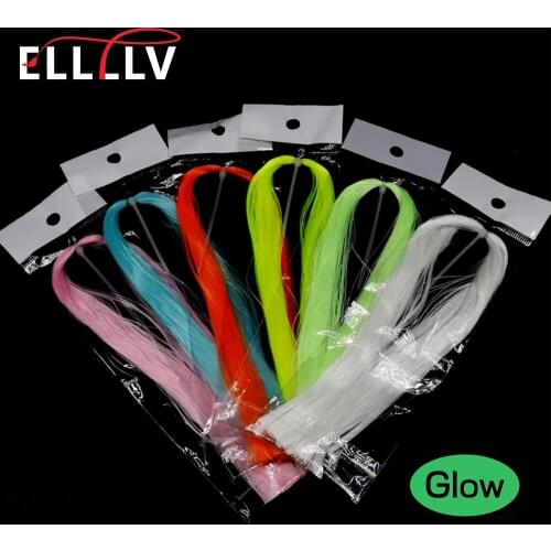 6Bags Saltwater Fishing Glowing Material UV Luminous Minnow Fiber EP for Sabiki Rigs Fishing Jig Hook Lures 6 Colors