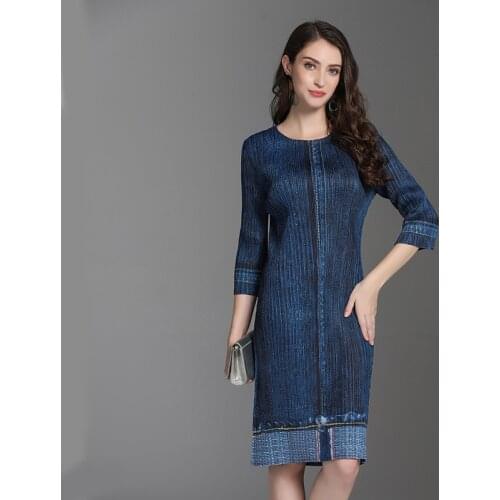 天裴褶皱 Fashion Denim Dresses