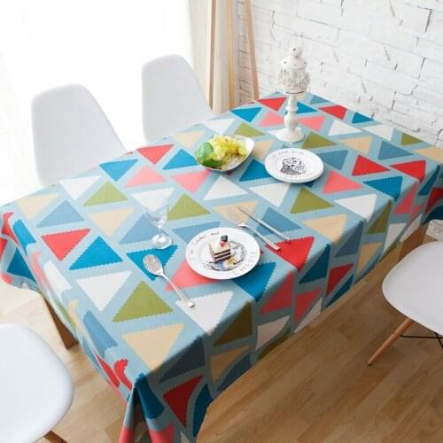Geometric triangle printing table cloth, household cover cloth, pure cotton table cloth, simple fabric tea table cloth