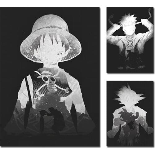 Classic Japanese Anime Black and White Simple Canvas Painting Poster Wall Art Picture Bedroom Living Room Home Decoration