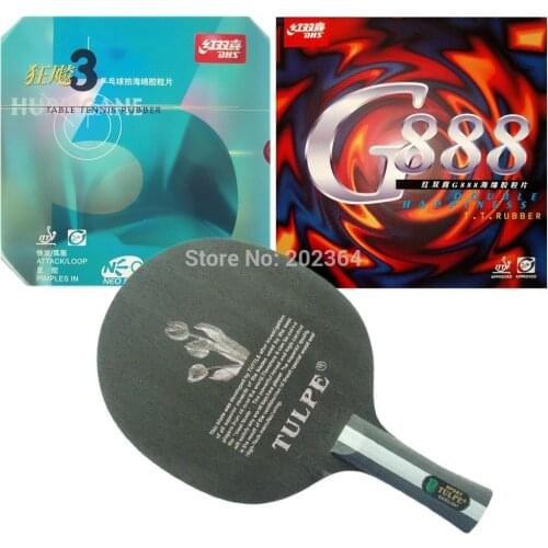 Kokutaku TULPE T-703 Table Tennis Blade Shakehand With DHS G888 and NEO Hurricane3 Rubber With Sponge Long Shakehand FL