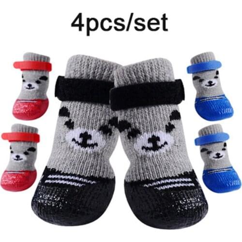 MADDEN 4Pcs/Set Cute Dog Shoes Rubber Cotton Dogs Sock Waterproof Non-Slip Doggy Boots Footwear for Small Dogs Pet Accessories