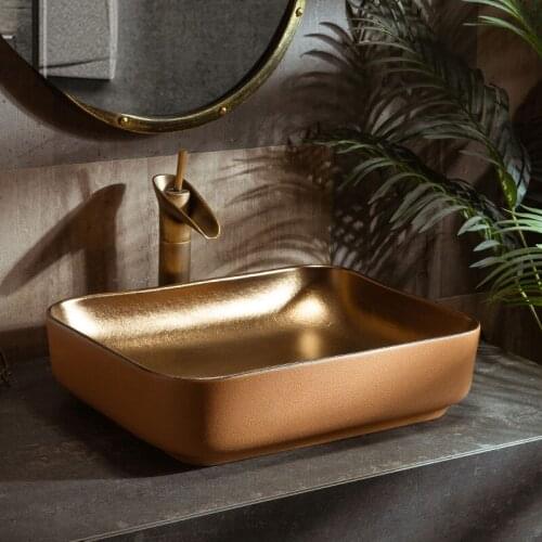 Matte Gold Above Counter Basin Nordic Style Balcony Wash Basin Basin Basin Bathroom Wash Basin Single Basin Household