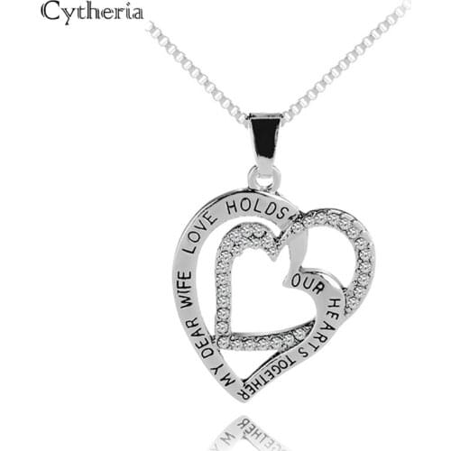 My dear wife love holds our hearts together Necklaces wife gift soulmate Necklaces love wife forever heart to heart lover chains