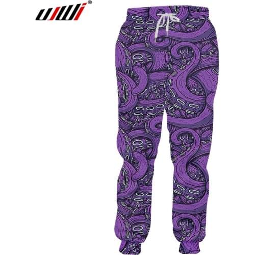 UJWI Men/Women Personality Purple Trend Sweatpants Mens Oversized Casual Pants 3D Full Printed Octopus Tentacle Pattern Custom
