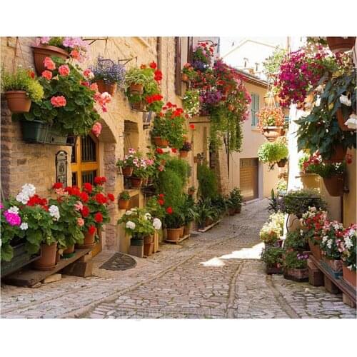 Full square round drill 5d diy diamond painting town street scenery embroidery landscape cross stitch craft kit FF523