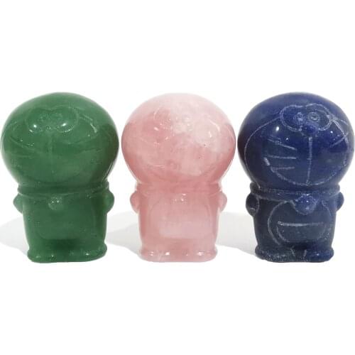 Natural Hand Crafts Interesting Cartoon Character Crystal Carving For Home Decoration LJ