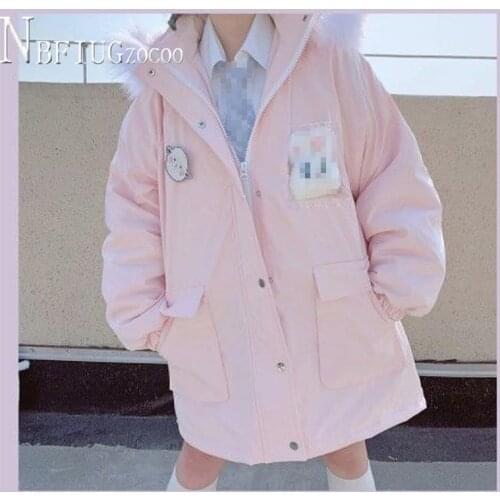 2020 Winter New Preppy Style Loose Women Parkas Fashion Kawaii Female Coat