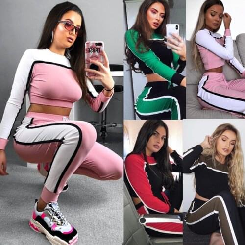 2021 New Women Sports Running Yoga Set Gym Fintness Clothes Long Sleeve Crop Top High Waist Pants Leggings Autumn Female Outfits
