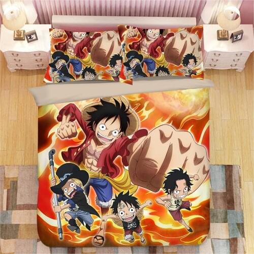 Monkey D. Luffy Cartoon Print 3D Bedding Set Duvet Covers Pillowcases NEW Comforter Bedding Sets Bedclothes Bed Linen