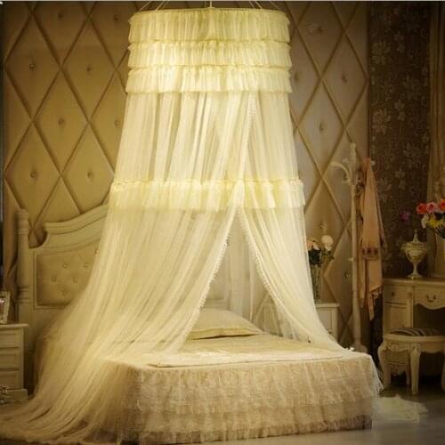 Suspended ceiling Luxury Romantic Hung dome mosquito net canopy netting lace round mosquito net curtain for bedding