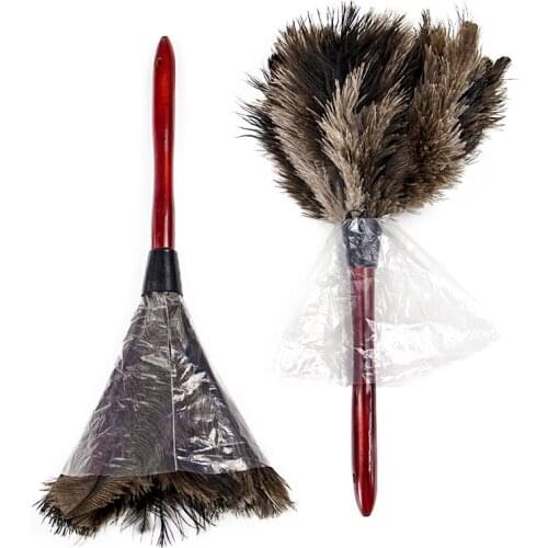 Feather Dusters Ostrich Duster With Wood Long Handle Brush Electrostatic Dust Household Cleaning Accessories Dust Cleaning Tools