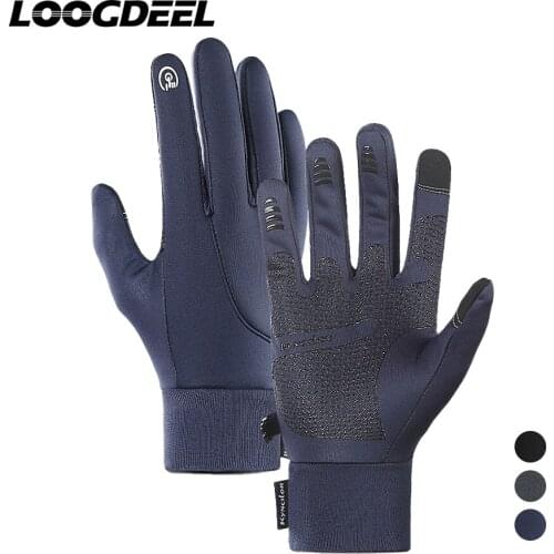 LOOGDEEL Running Gloves Waterproof Windproof Anti-slip Touch Screen Comfortable Full Finger Outdoor Sports Unisex Running Gloves