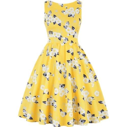 Plus Size Women Print Summer Retro Dress 2021 Round Neck Sleeveless 50s 60s Rockabilly Swing Vintage Party Dress Vestidos Mujer