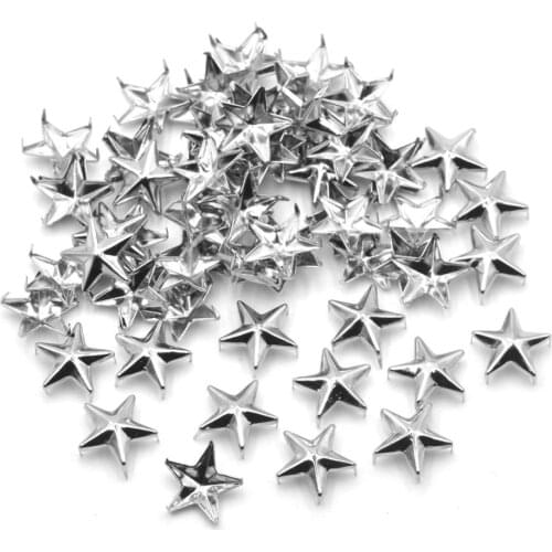 KALASO 100Pcs Star Silver Punk Nailheads Rivets Spikes Leathercraft Clothes Shoes Bags Decoration Clothing Handbag Craft DIY