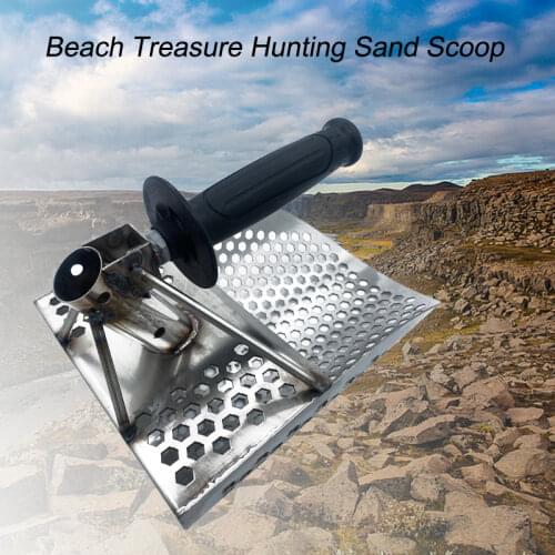 Sand Scoop for Metal Detecting Stainless Steel with Hexahedron 7Mm Holes for Durable Beach Treasure Hunting Shovel Hunting Tool