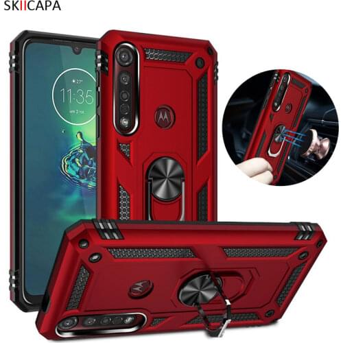 Heavy Duty Rugged Case for Moto G8 PLUS Shockproof Cover Magnetic Ring Holder Phone Case for Motorola Moto G8 Play One Macro
