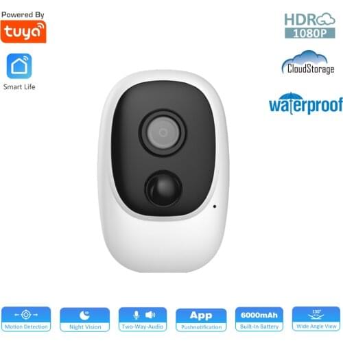 Tuya Smart WiFi Battery Camera 1080P FHD Wireless Security Camera Support Solar Panel Powered IP66 Waterproof Smart IP Camera