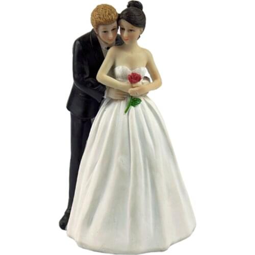 "Yes to the Rose" Wedding Cake Decoration Custom Bride & Groom Couple Figurine Wedding Cake Topper