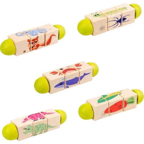 Rotating Puzzle Building Blocks Early Education Cartoon Animal Three-dimensional Rotating Educational Puzzle Cognition Toy