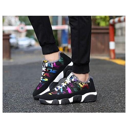 Women Winter Walking Shoes Plus Fur Warm Anti-Skid Snow Boots Comfortable Barefoot Wearable Casual Outdoor High Top Ladies Shoes