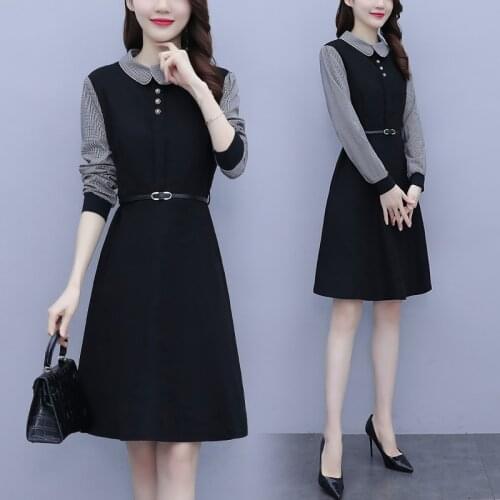 Women loose Business 2021 spring dress Party Long SLeeve Autumn Belt office ladies work woman wear slim A-Line dresses clothes