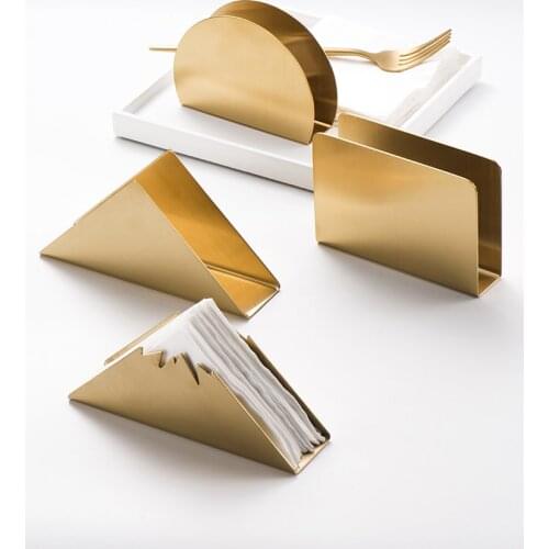 Golden Triangle Stainless Steel Tissue Holder Coffee Shop Tissue Holder Hotel Napkin Holder Square Towel Holder