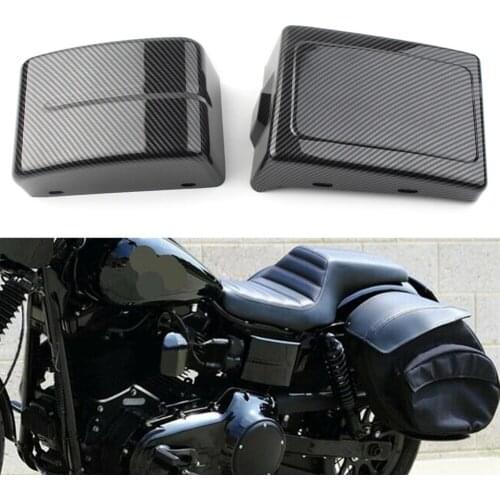 1Pair Carbon fiber Style Motorcycle Battery Side Fairing Cover Guard For Harley Dyna Street Bob FXDB 2006-2017 ABS Plastic