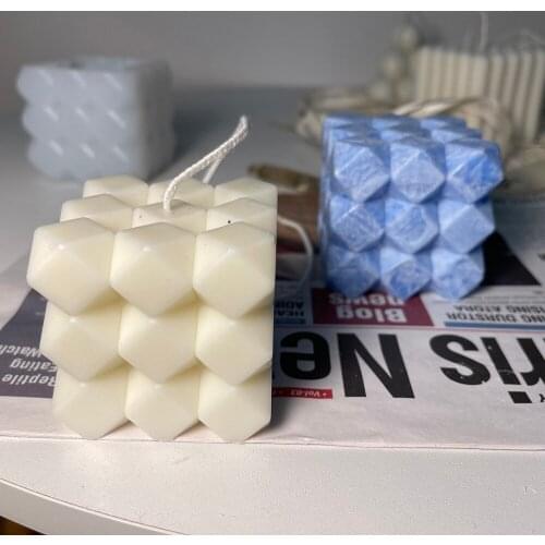 1 PCs Square Cube Candle Mould Soy Wax Essential Oil Aromatherapy Candle DIY Cloud Shape Candle Material Wax 3D Silicone Mold