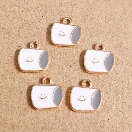 10pcs 13*13mm Alloy Enamel Smile Charms Pendants for Jewelry Making DIY Necklaces Earrings Bracelets Handmade Crafts Accessories
