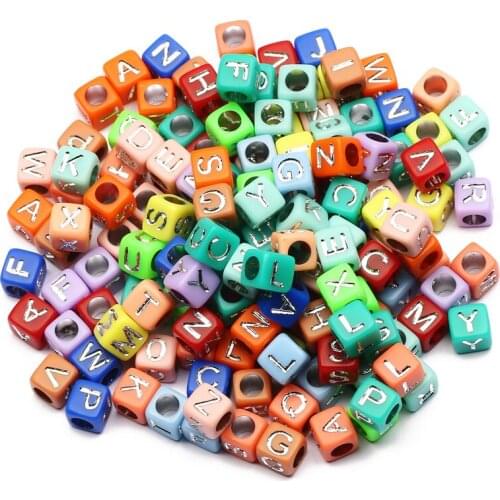 Trend 100-500pcs Mixed Acrylic Silver Letter Beads Colored Square Alphabet Loose Beads Supplies For Jewelry Making Diy Handmade
