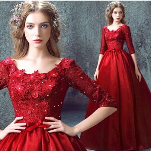 100%real red lace flower rhinestone embroidery medieval dress queen Renaissance ball gown princess Victorian/princess Antoinette