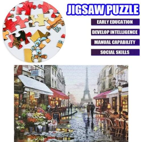 1000Pcs Tower Rainy Couple Adult Kids Jigsaw Puzzles Landscape Toy Wall Decor