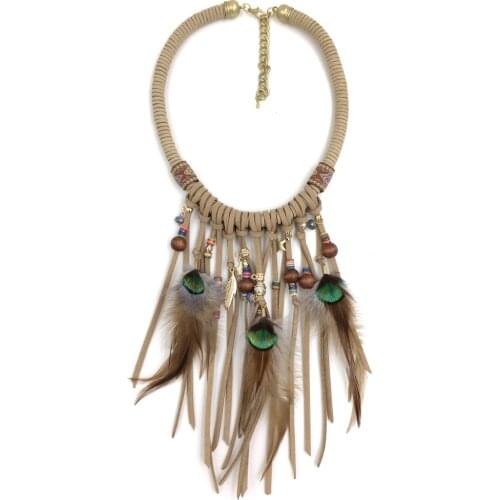 2016 New fashion design Luxury choker statement bib collar Necklace Bohemian Necklace vintage leather layer necklace tassel