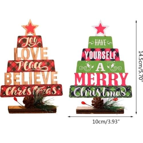 27RE Creative Wooden Mini Desktop Christmas Tree DIY Painted Letter Xmas Ornaments New Year Decoration Gifts