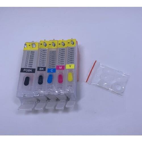 YOTAT 5pcs Refillable PGI-850 CLI-851 ink cartridge for Canon PIXMA IP7280 MG6380 MG5480 MX928 MX728 MG7180 MG6400 MG5580 MG7580