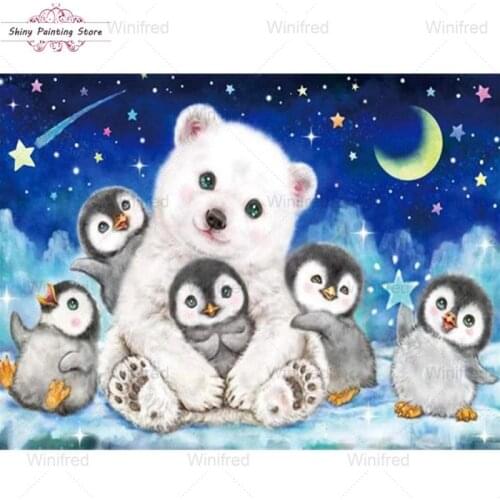 Diamond Painting 5D DIY Cartoon Cute Animal Penguin Polar Bear Diamond Embroidery Full Square Round Drill Cross Stitch Kit Decor