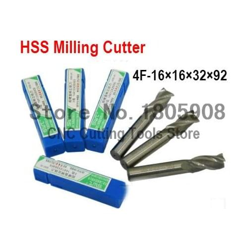 Free shipping 2pcs 16mm 4 Flute HSS & Extended Aluminium End Mill Cutter CNC Bit Milling Machinery tools Cutting tools