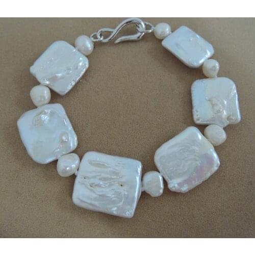 Free shipping,big rectangle baroque shape bracelet , 100% NATURE FRESHWATER Baroque PEARL BRACELET-with nice pearl clasp