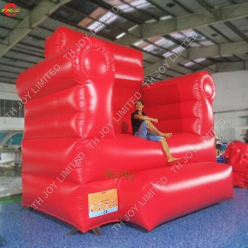 Free door shipping luxury advertising inflatable king throne sofa chairs, cheap giant inflatable throne model for photography