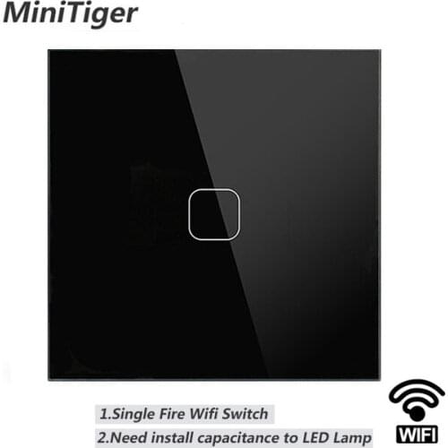 Minitiger EU/UK WIFI Smart 1 Gang Touch Switch APP Wireless Remote Light Wall Touch Switch Work With Alexa / Google Home