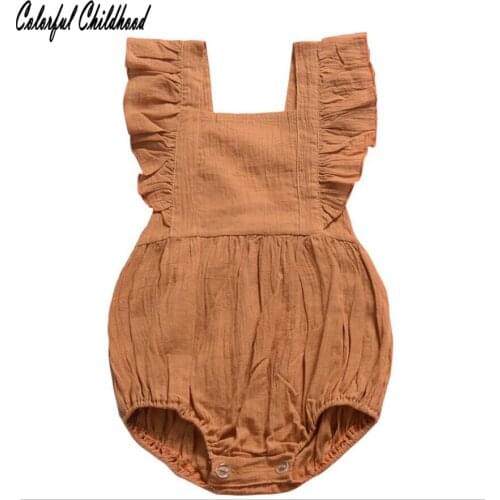 Newborn Baby Girl Bodysuit Sleeveless Ruffles Cotton Outfits Twin Cute Infant Baby Jumpsuit onesie Funny Body Clothes for 0-18m