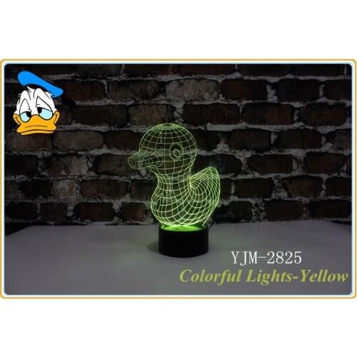 Baby Gift 7 Colors Changeable 3D Baby Night Light Carton Yellow Duck shape YJM-2825