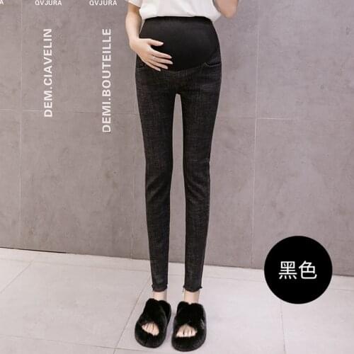 Pregnant womens denim trousers spring and autumn thick section pregnant women belly lift pants casual denim pants