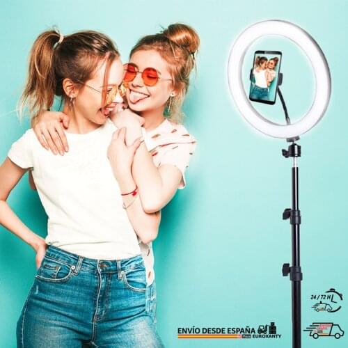 EUROXANTY®Movil light hoop | 26cm 10 "| LED selfie light ring | Tripod for movil | LED tripod light hoop | Square Spain