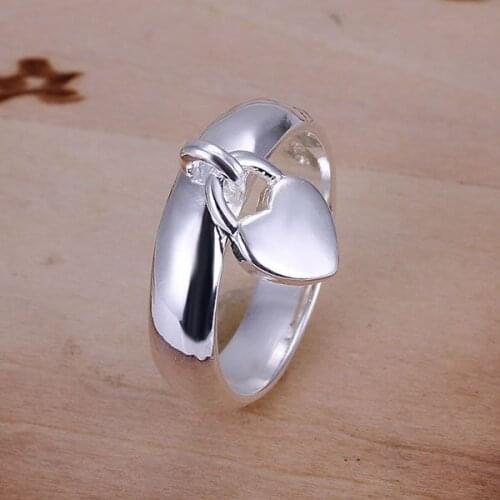 R133 Hot Size 6#7#8#9# silver plated Rings for women mens silver color jewellery 925 fashion jewelry heart lock Ring