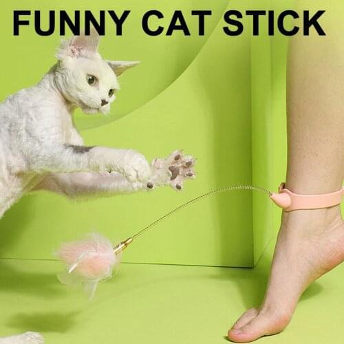 Feather Teaser Stick Interactive Cat Toy Catcher Teasing Sticks Kitten Foot Playing Game Pet Products Supplies Toys for Cats
