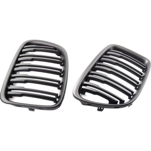 Set of 2 Grille Front Compatible for BMW E84 X1 18i 20i 2011 2012 2009 2014 2015 Dual Slat Replacement Mesh Matte Black