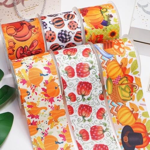 10 Yards 3inch 75mmThanksgiving Day Grosgrain Ribbon For Hair Bows DIY Crafts Handmade Accessories 55088