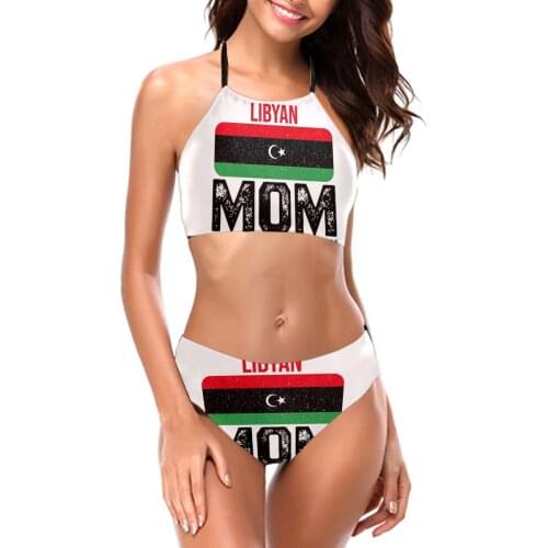 Libyan Mom Libya Flag For Mothers Day Bikinis Exotic Swimsuit Low Waist womens top Women Beach wear M1